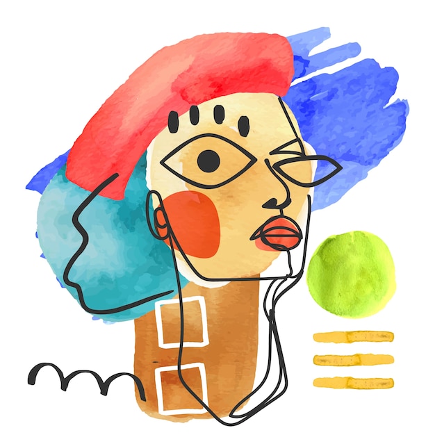 Aquarell-Illustration im Picasso-Stil