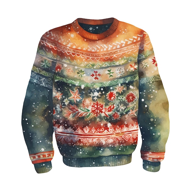 Vektor aquarell-illustration von christmas ugly sweater ai generiert