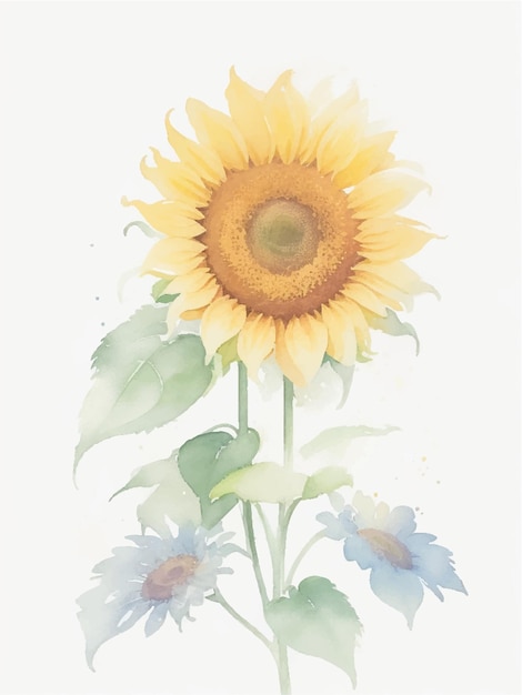 Aquarell-Illustration von Sonnenblumen