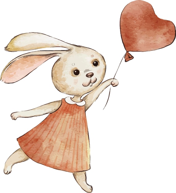 Aquarell-Illustrations-Clipart-Kaninchen, süßes sanftes Häschen, Charakter für Kinder. Symbol des Jahres