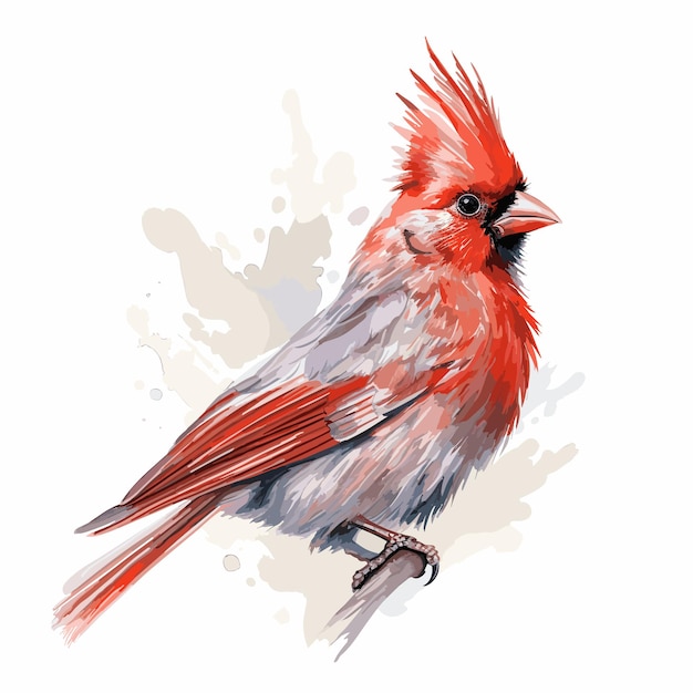 Vektor aquarell-kardinalvogel-farbillustration