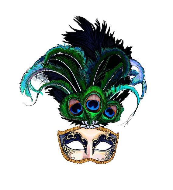 Aquarell Karneval venezianische Maske auf Weiß