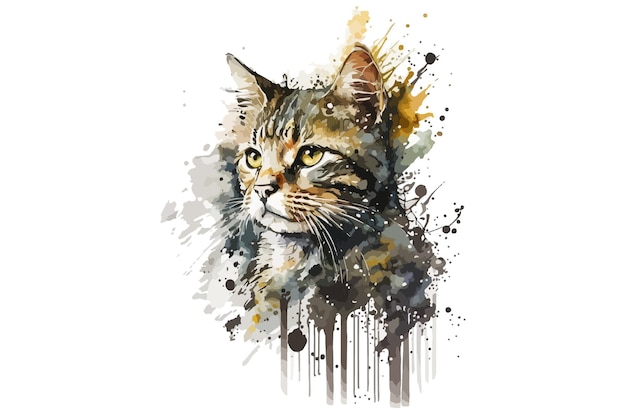 Vektor aquarell-katzen-vektor-illustration-t-shirt-druck