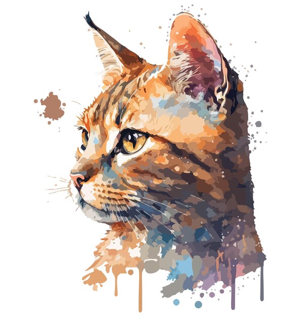 Aquarell-Katzenvektorillustration