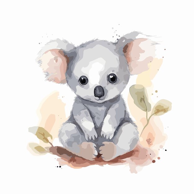 Vektor aquarell koala-bär porträt illustration zeichentrickfigur