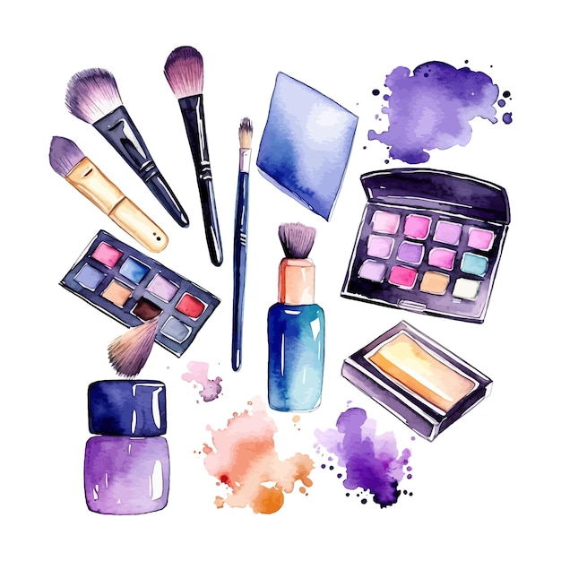 Aquarell-kosmetik-make-up-clipart-elemente