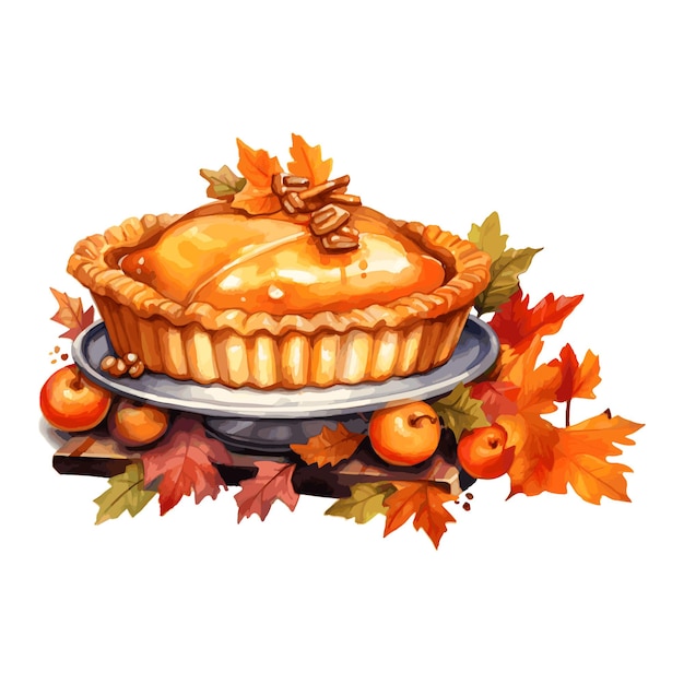 Aquarell-kuchen-erntedankfest-clipart-illustration, erstellt mit generativer ki-technologie