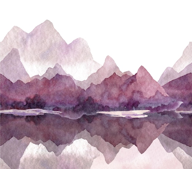 Vektor aquarell lila berglandschaft