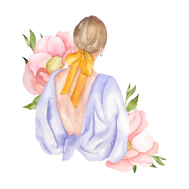 Aquarell Mädchen und Blumen