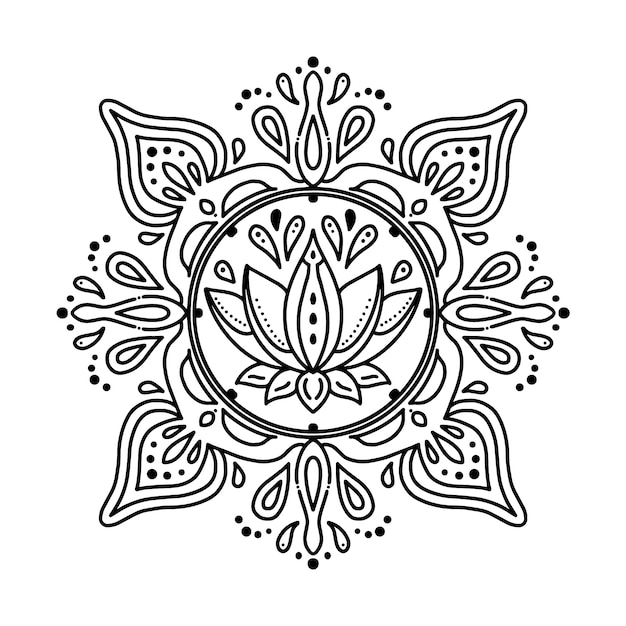 Aquarell mandala lotusblumenzeichnung