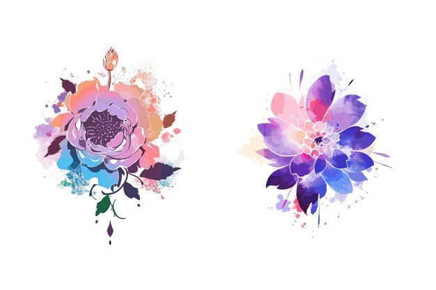 Aquarell minimalistisches Blumendesign für luxuriöse Logoelemente
