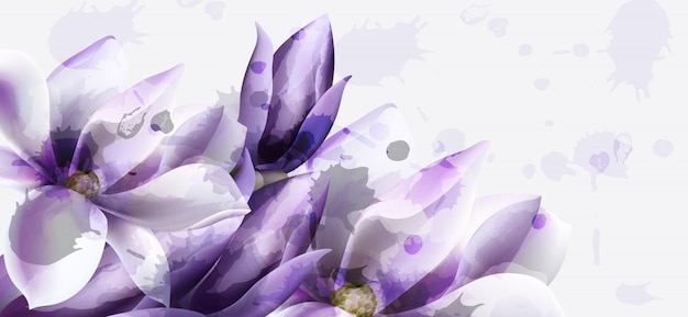Aquarell mit lila Blumen