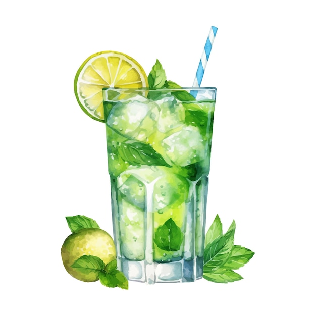 Vektor aquarell-mojito-cocktail-illustration