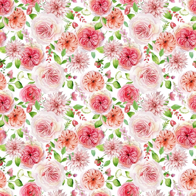 Vektor aquarell musterdesign mit rosen und blättern