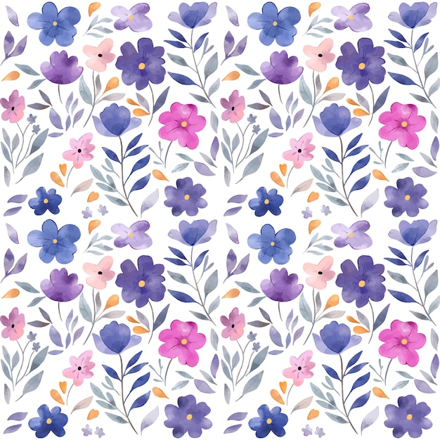 Aquarell nahtloses Musterdesign für Stoffpapier-Tapete Blumenhintergrund