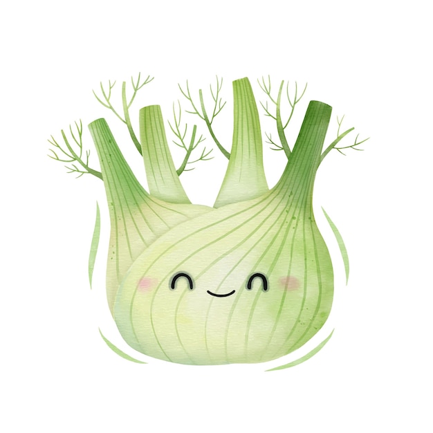 Aquarell niedliche Fenchel-Cartoon-Figur Vektor-Illustration