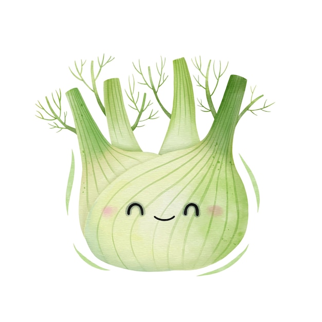 Aquarell niedliche fenchel-cartoon-figur vektor-illustration