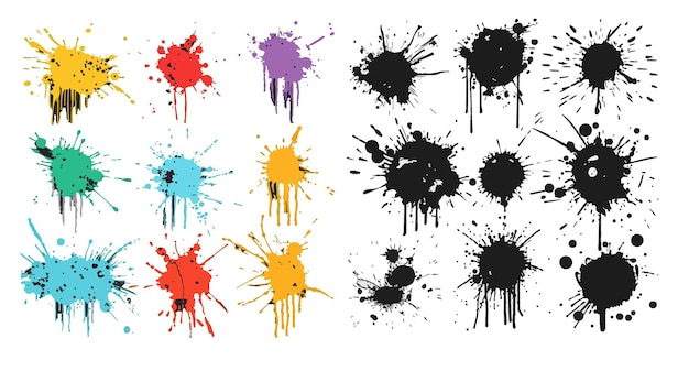 Vektor aquarell- oder schleimfleckvektor-set farbfleck und spritzer spritzer unordentliche tintenfleck-spritzer-illustration