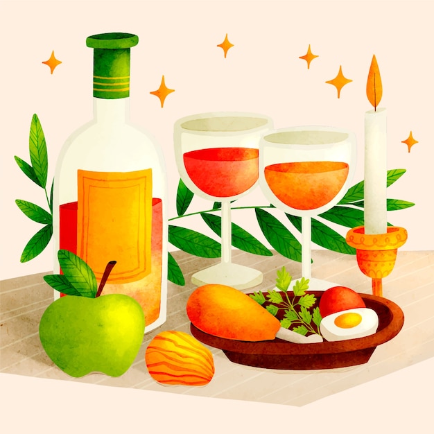 Aquarell Pessach-Illustration