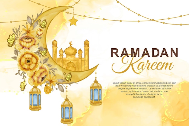 Aquarell Ramadan Kareem Illustration Hintergrund