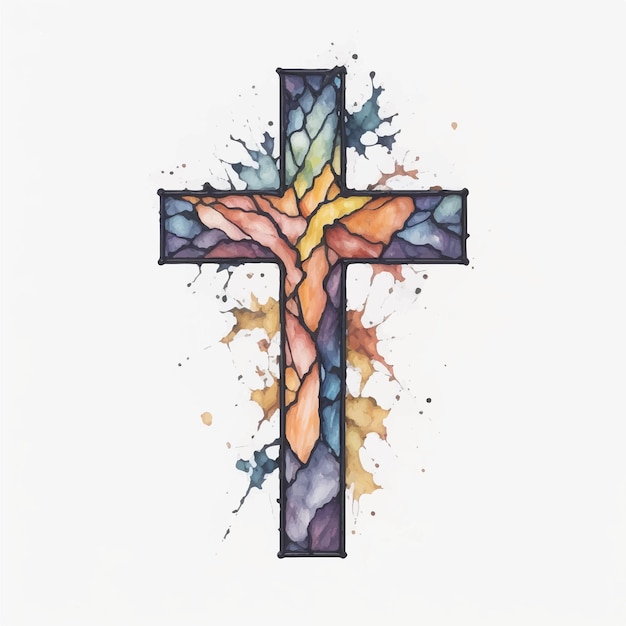 Vektor aquarell religiöses kreuz