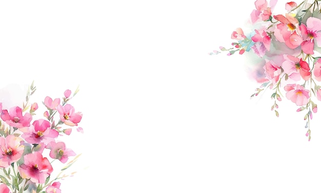 Aquarell rosa botanische Blumen Banner mit Frühlingsblumen Banner leer für Text Vektor-Illustration