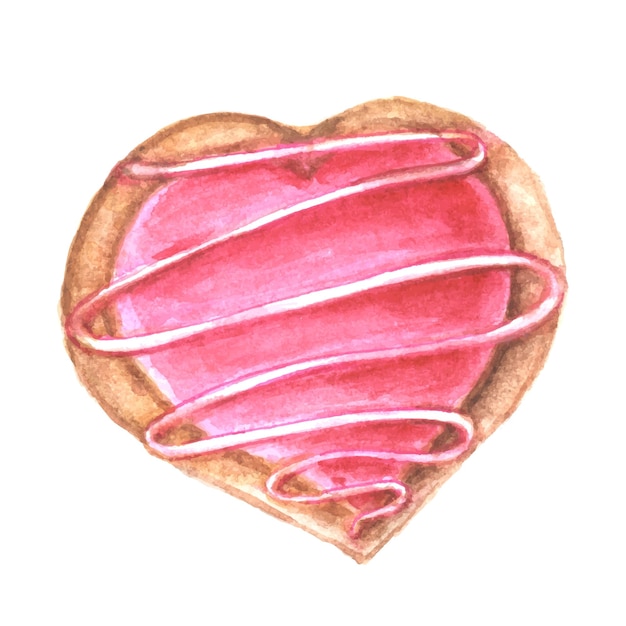 Aquarell rosa herzförmige kekse