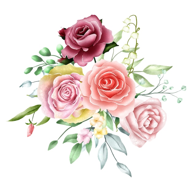 Aquarell Rose Bouquet Hintergrund