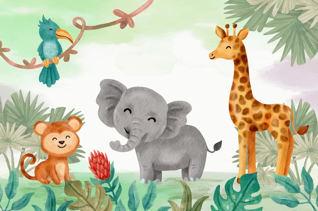 Aquarell-Safari-Hintergrund