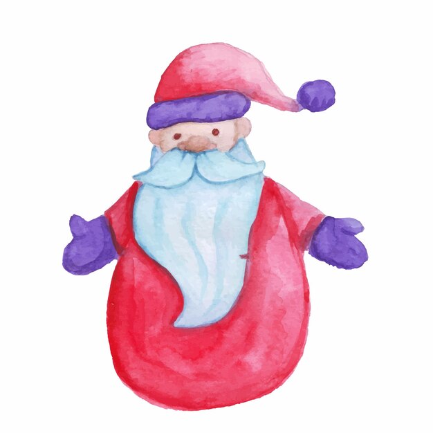 Vektor aquarell santa weihnachtsspielzeug vektor-illustration