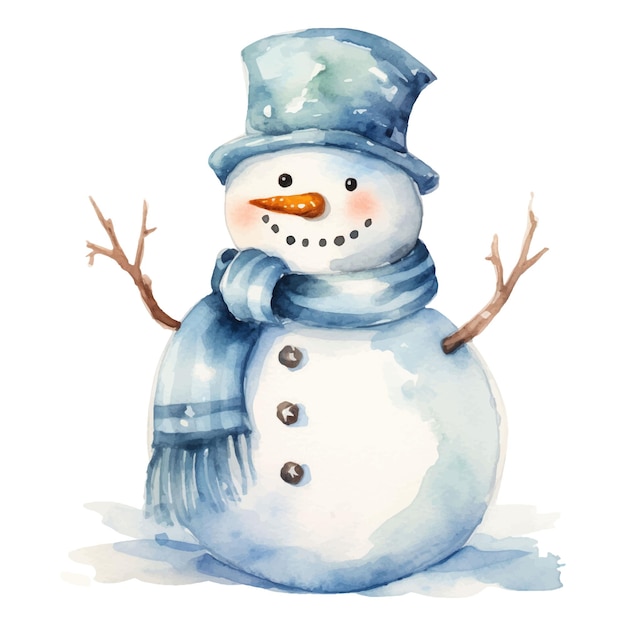 Aquarell-Schneemann auf weißem Hintergrund