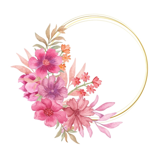 Vektor aquarell schöne verschiedene frühlings-wildblumen blumenrahmen-arrangement