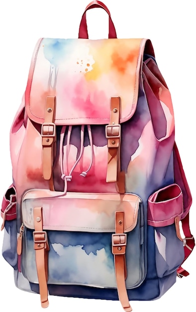 Aquarell-Schultasche für Mädchen, handgezeichnet