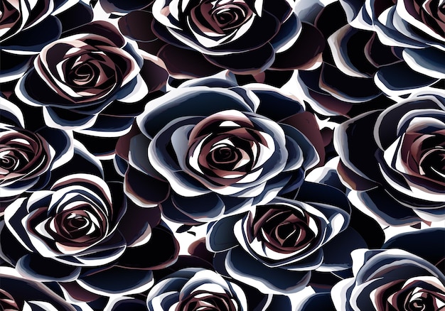 Aquarell schwarzer rosenmusterhintergrund