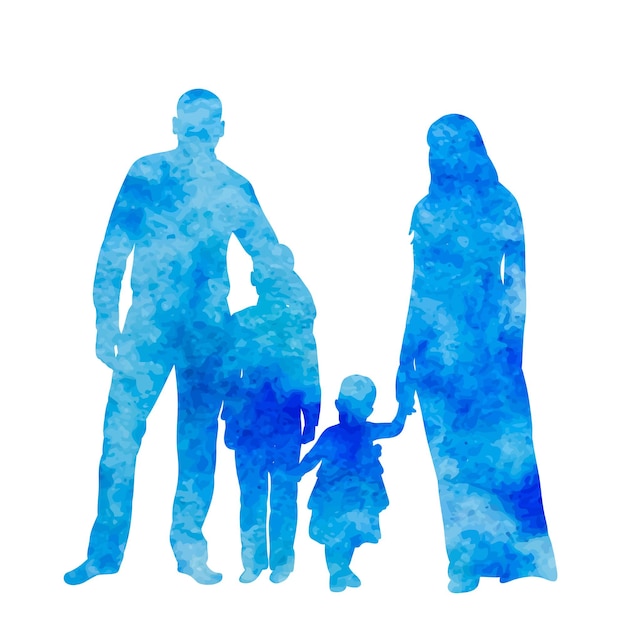 Vektor aquarell silhouette familie