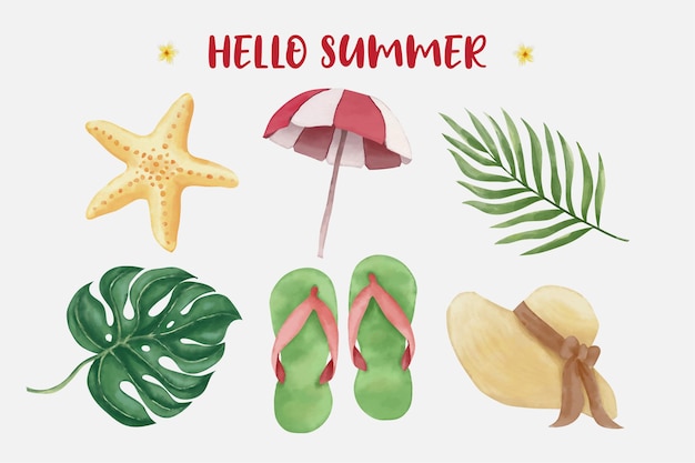 Aquarell Sommer-Elemente-Kollektion