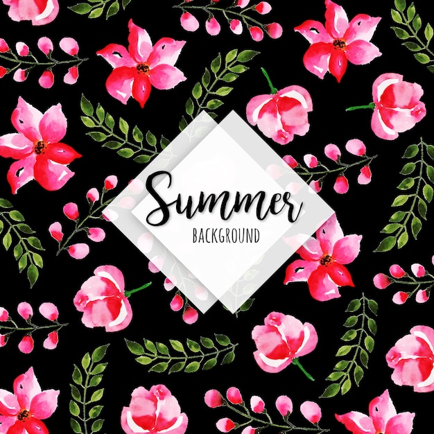 Aquarell Sommer Floral und Blätter Hintergrund