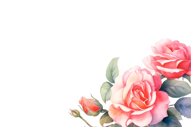 Vektor aquarell sommerpflanzen und rosen sommerferienbanner