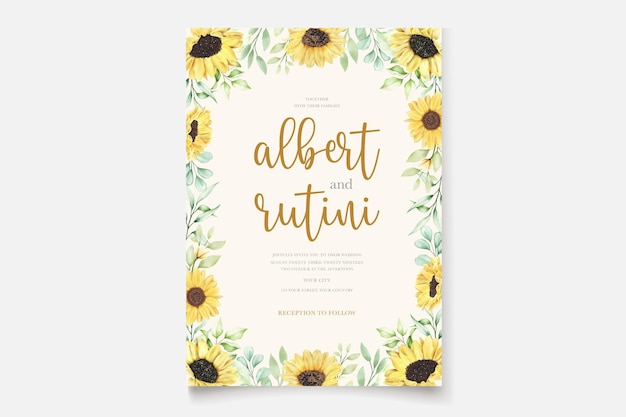 Aquarell Sonnenblume Einladungskarte