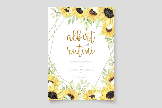 Aquarell Sonnenblumen Hochzeitseinladungskartenset