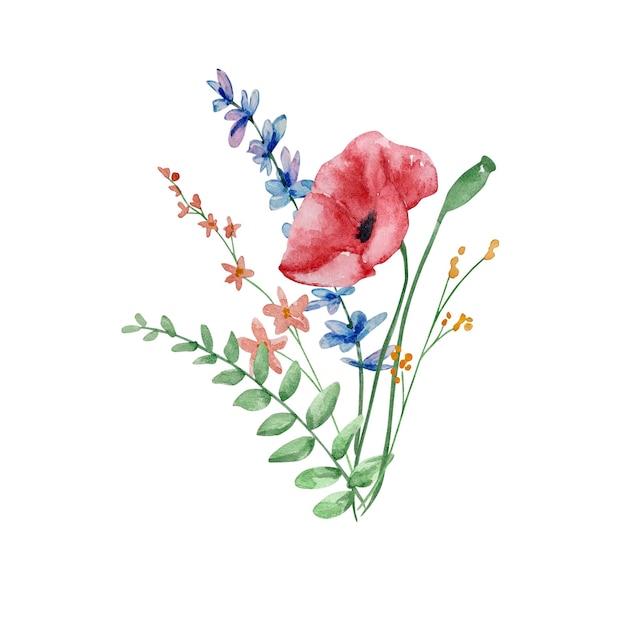 Aquarell Strauß Wildblumen