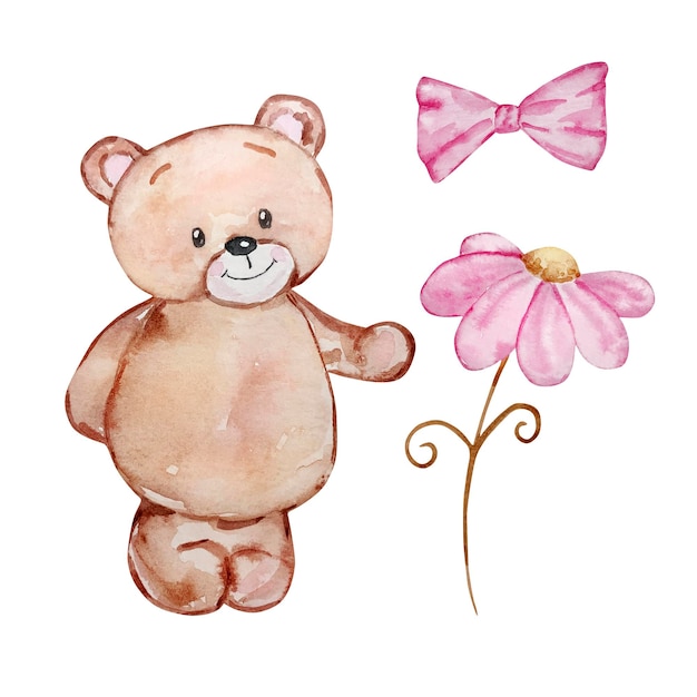 Aquarell süße teddybären valentinstag