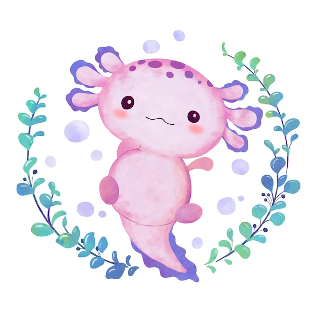 Aquarell süßer axolotl