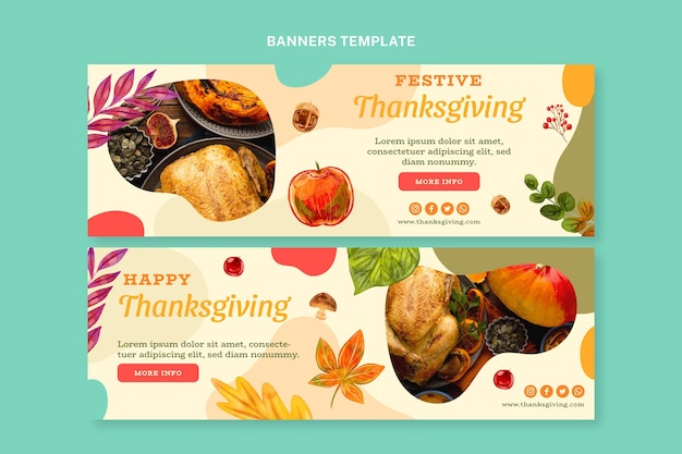 Aquarell thanksgiving horizontale banner eingestellt