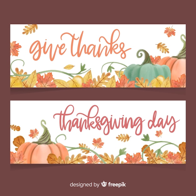 Aquarell thanksgiving tag banner-set