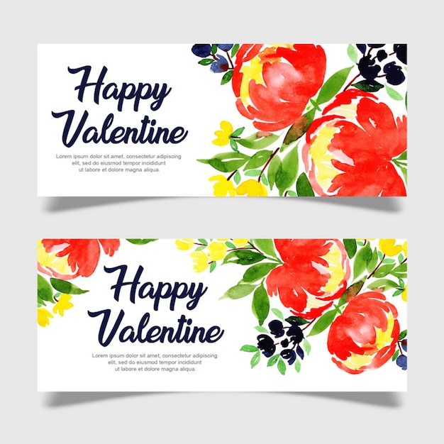 Aquarell valentine banner vorlage