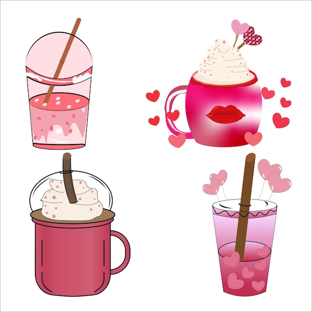 Vektor aquarell-valentine-kaffeekuppen-klippart