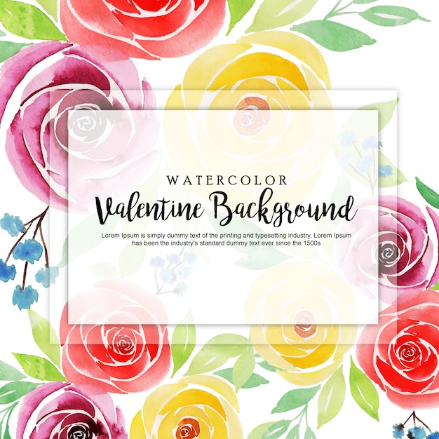 Aquarell valentinstag blumenhintergrund