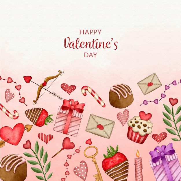 Aquarell valentinstag hintergrund