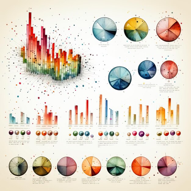 Vektor aquarell-vektor-analyse-symbole auf weißem hintergrund